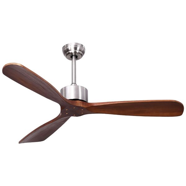 Ceiling Fan with 3 Wooden Blades for Bedroom & Patio