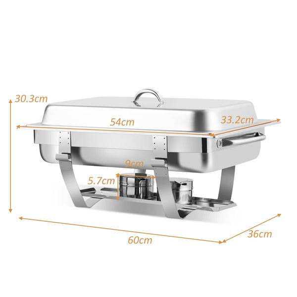 2 Pieces 9L Chafing Dish with 4 Food Pans and Fuel Holders