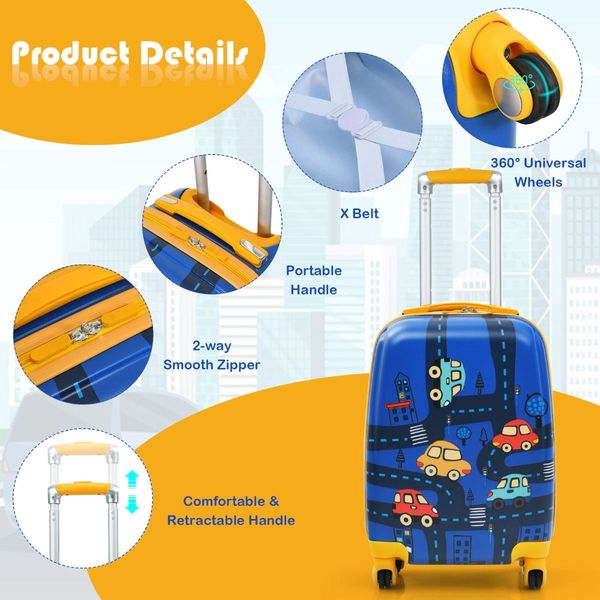 2 Pieces Kids Luggage Set with Wheels for Children