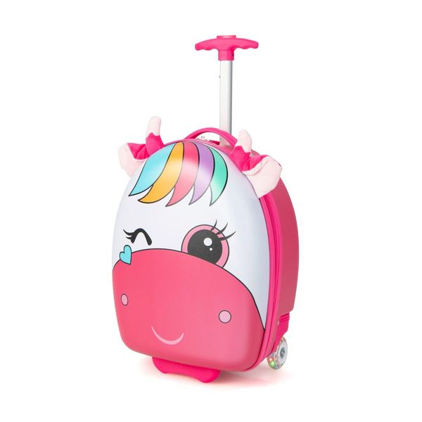 Children's Rolling Suitcase with Light-up Wheels for 3-6 Years