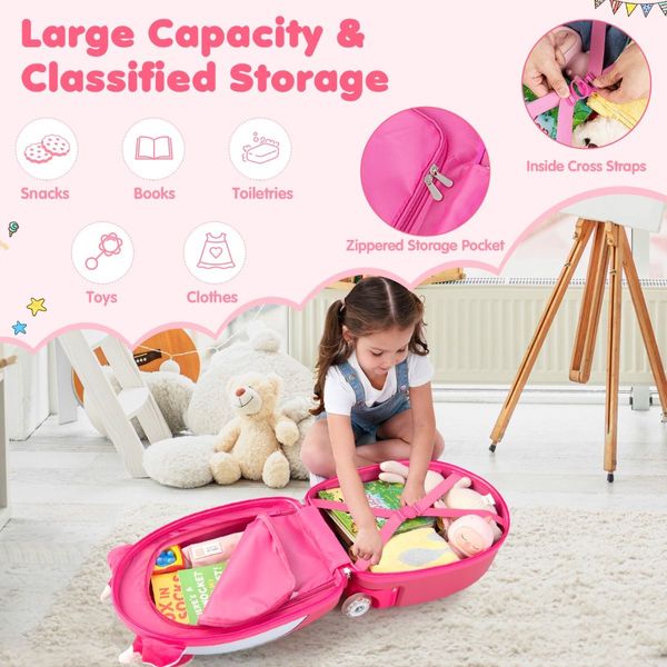 Children's Rolling Suitcase with Light-up Wheels for 3-6 Years