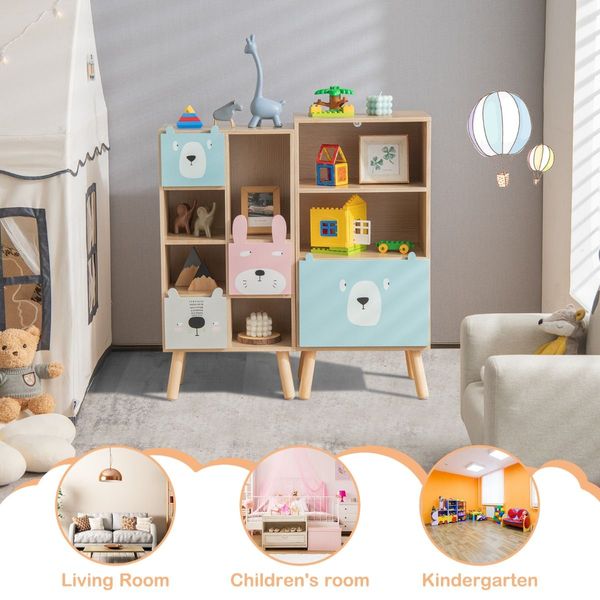 3-Tier Kids Wooden Bookshelf for Kids Room & Playing Room