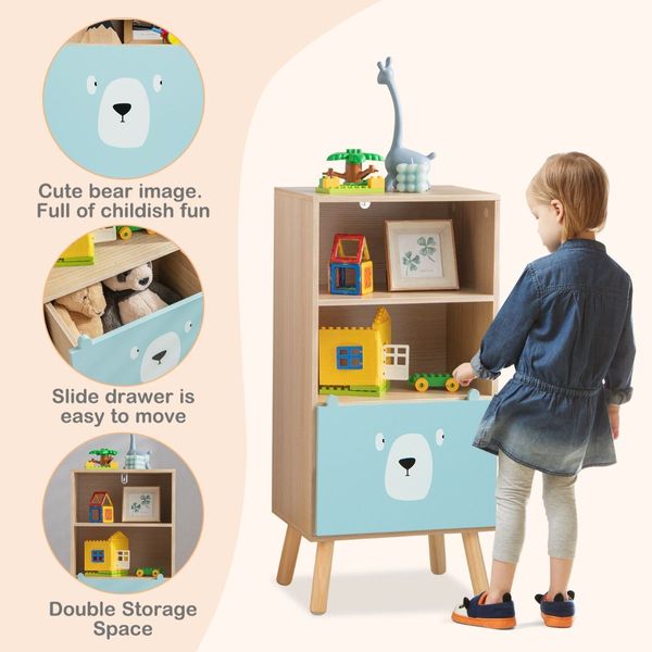 3-Tier Kids Wooden Bookshelf for Kids Room & Playing Room