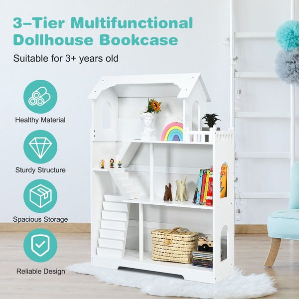 2-in-1 Kids Dollhouse with Large Space for Toddlers