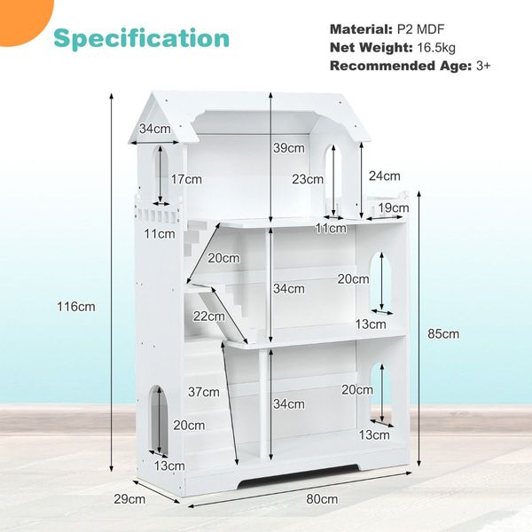 2-in-1 Kids Dollhouse with Large Space for Toddlers