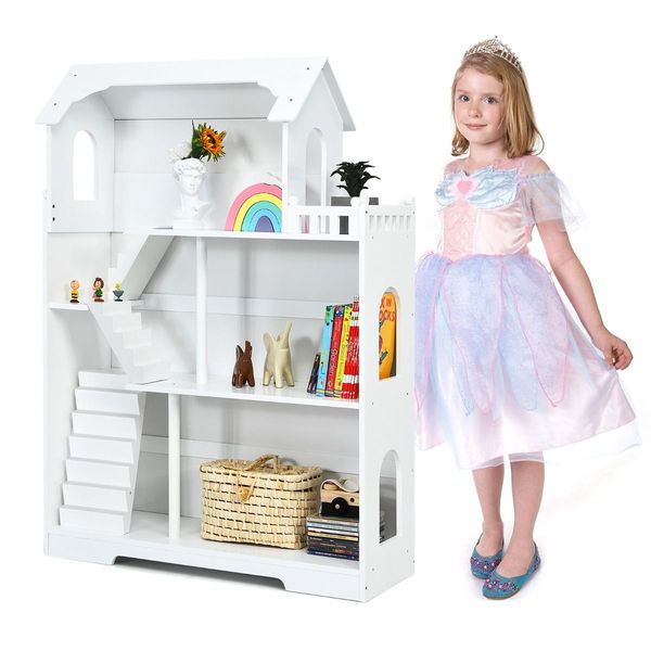 2-in-1 Kids Dollhouse with Large Space for Toddlers