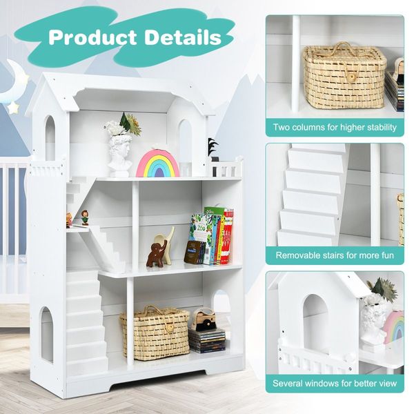 2-in-1 Kids Dollhouse with Large Space for Toddlers