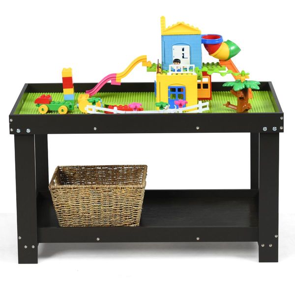 Wooden Kids Activity Table with Storage Shelf and Removable Tabletop-Coffee