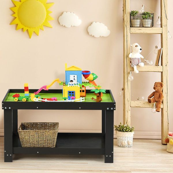 Wooden Kids Activity Table with Storage Shelf and Removable Tabletop-Coffee