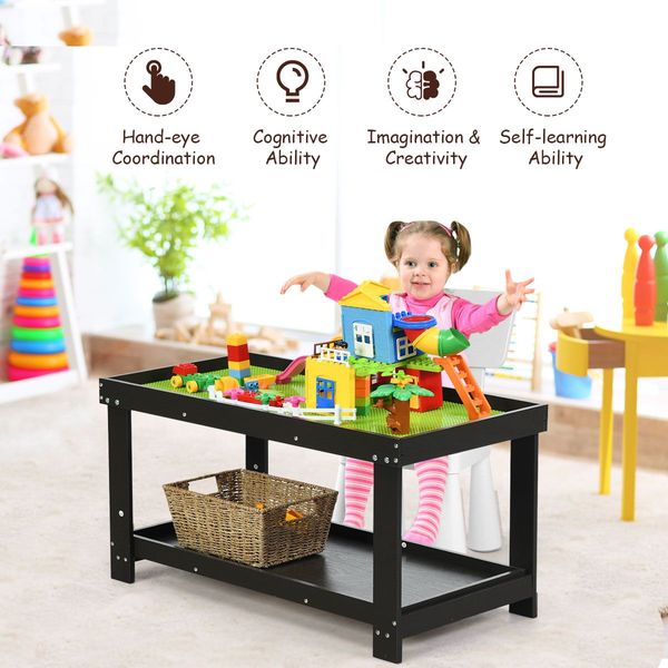 Wooden Kids Activity Table with Storage Shelf and Removable Tabletop-Coffee