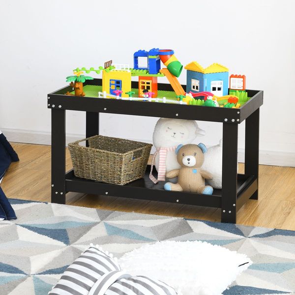 Wooden Kids Activity Table with Storage Shelf and Removable Tabletop-Coffee