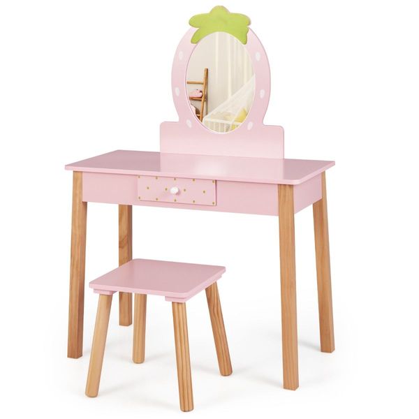 2-in-1 Children's Vanity Set with Stool for Kids