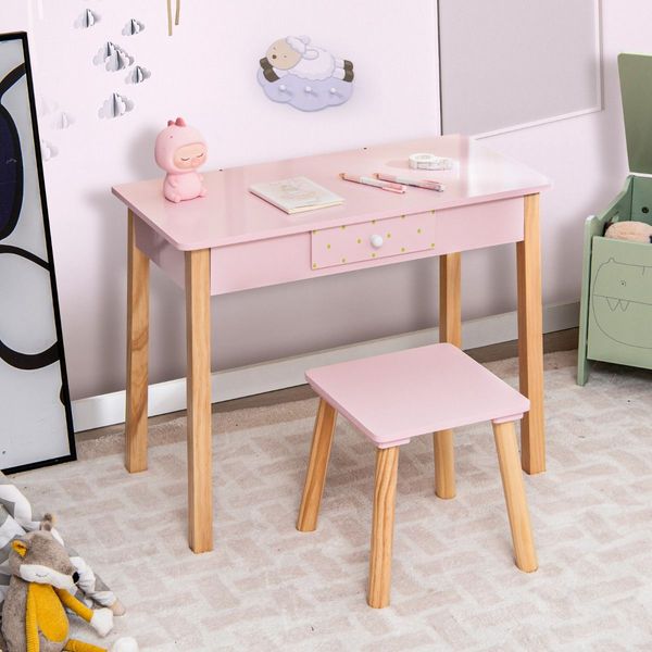 2-in-1 Children's Vanity Set with Stool for Kids