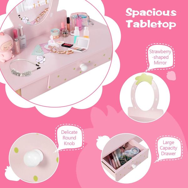 2-in-1 Children's Vanity Set with Stool for Kids