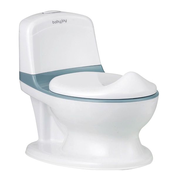 Realistic Potty Training Toilet with Built-in Wipe Compartment for Toddlers & Kids