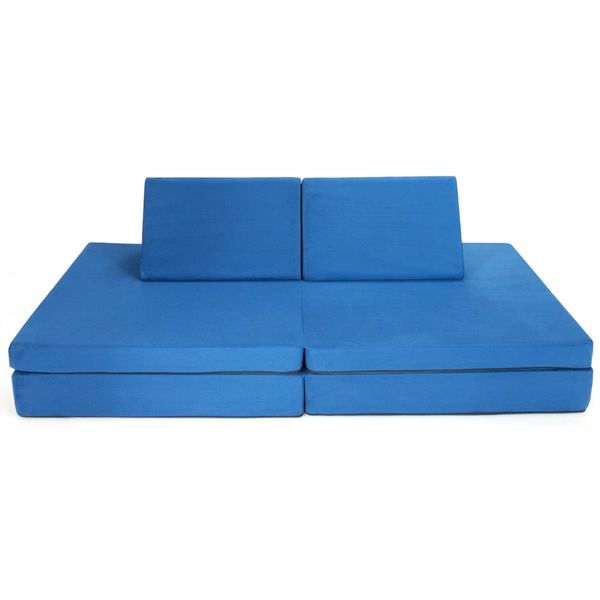 4-Piece Convertible Kids Couch with 2 Folding Mats for Toddler