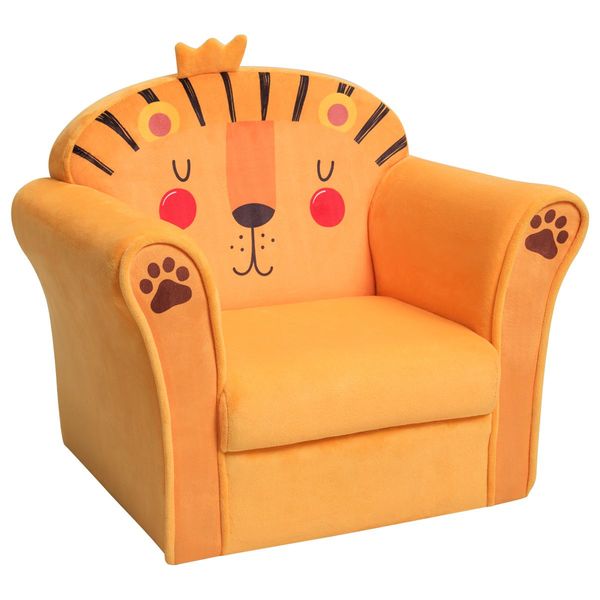 Lion Pattern Kids Armchair with Wooden Frame for Baby Room