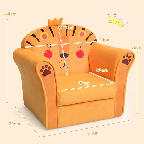 Lion Pattern Kids Armchair with Wooden Frame for Baby Room