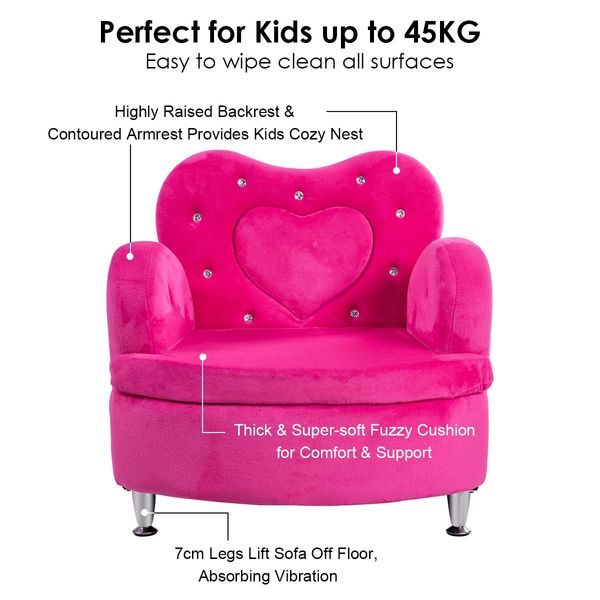 Single Kids Sofa Armrest Chair Toddler with Non-slip Legs for Living Room