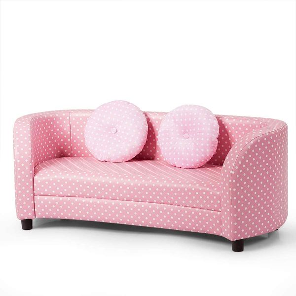 2 Seats Kids Sofa Chair with Two Cloth Pillows for Girls Aged 3-10