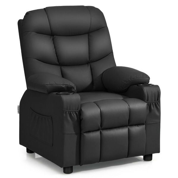 PU Leather Recliner with Cup Holder for Kids