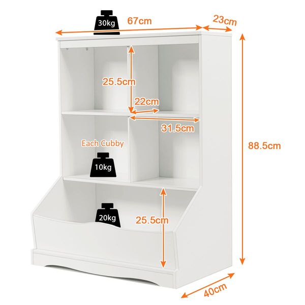 3-Tier Wooden Bookshelf with Spacious Storage Space for Playroom Bedroom