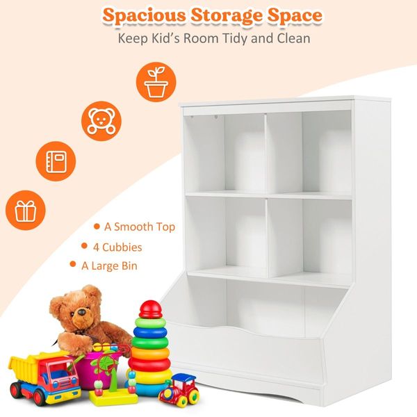 3-Tier Wooden Bookshelf with Spacious Storage Space for Playroom Bedroom