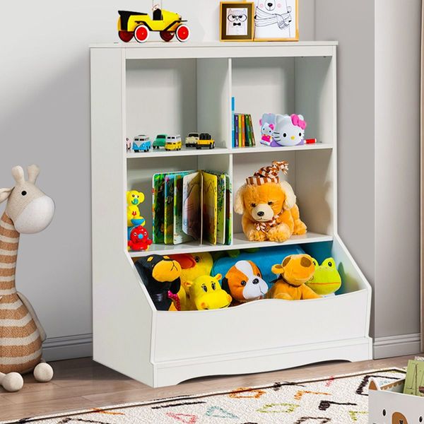 3-Tier Wooden Bookshelf with Spacious Storage Space for Playroom Bedroom