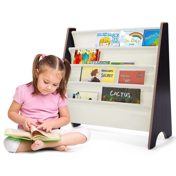 Children's Bookshelf with 4 Storage Compartments