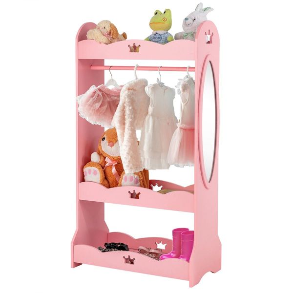 Kids Dress up Storage Wardrobe with Cute Crown Patterns for Kids Room