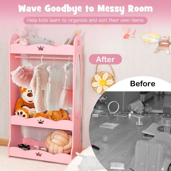 Kids Dress up Storage Wardrobe with Cute Crown Patterns for Kids Room