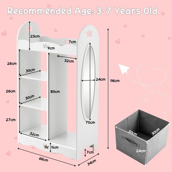 Kids Armoire Dresser with Mirror for Kids Room