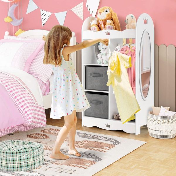 Kids Armoire Dresser with Mirror for Kids Room