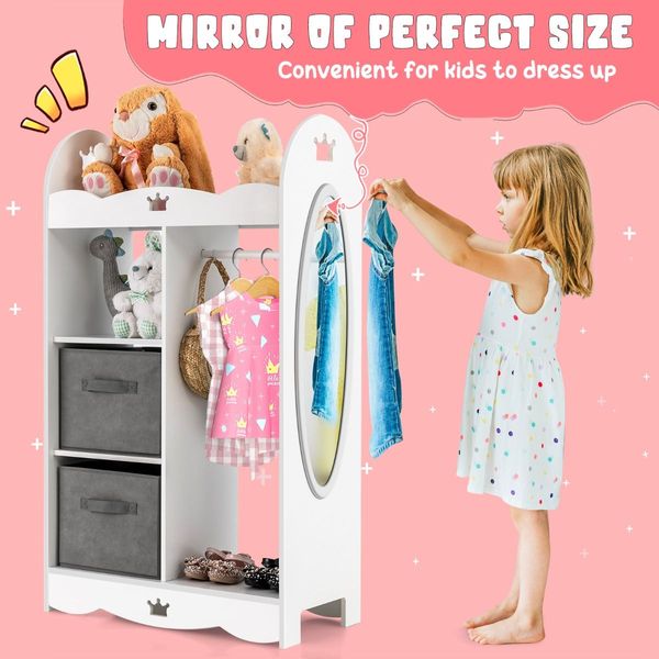 Kids Armoire Dresser with Mirror for Kids Room