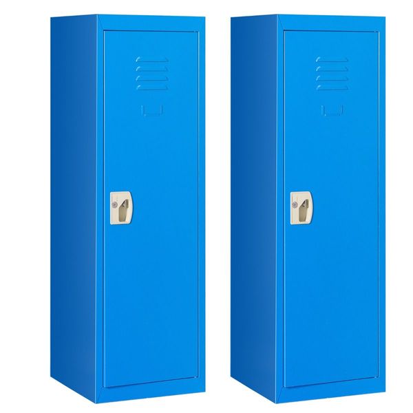 122cm Metal Storage Locker for Kids with Hanging Rod and Shelf