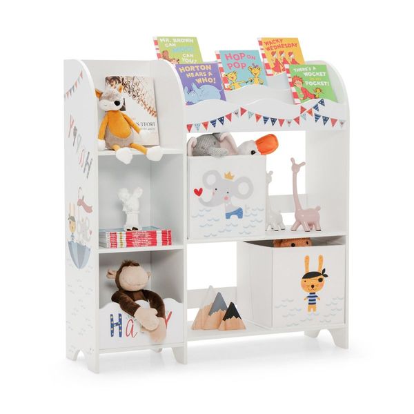 Bookshelf Toy Storage Box Display Shelf with Storage Bin for Kids