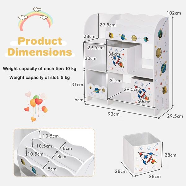 Bookshelf Toy Storage Display Shelf with Storage Rack for Kids