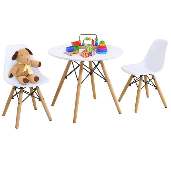 Modern Style 3-Piece Kids Table and 2 Chairs Set for Toddler Children