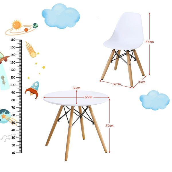 Modern Style 3-Piece Kids Table and 2 Chairs Set for Toddler Children