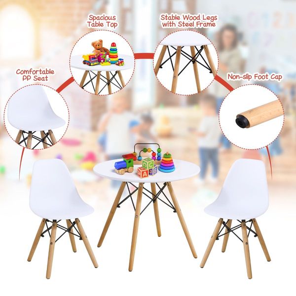 Modern Style 3-Piece Kids Table and 2 Chairs Set for Toddler Children