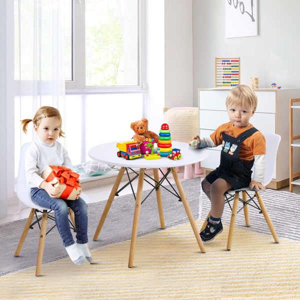 Modern Style 3-Piece Kids Table and 2 Chairs Set for Toddler Children