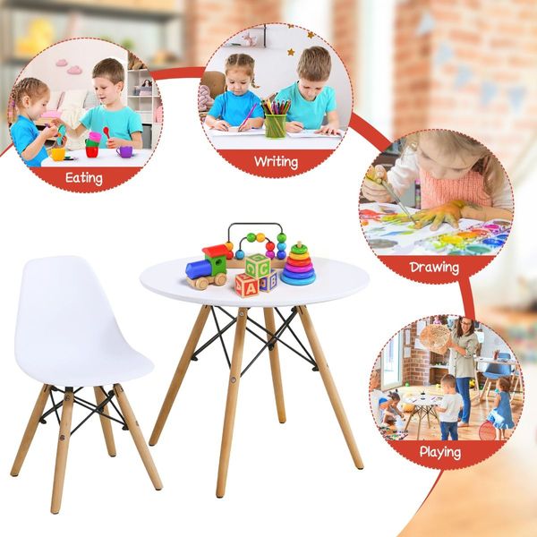 Modern Style 3-Piece Kids Table and 2 Chairs Set for Toddler Children