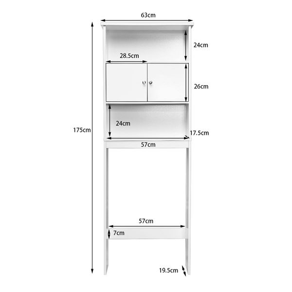 Wooden Landing Bathroom Shelf with 3 Layers & Two Doors