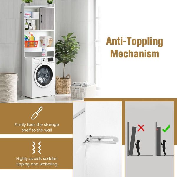 4-Tier Toilet Storage Rack Cabinet for Bathroom, Laundry, Balcony