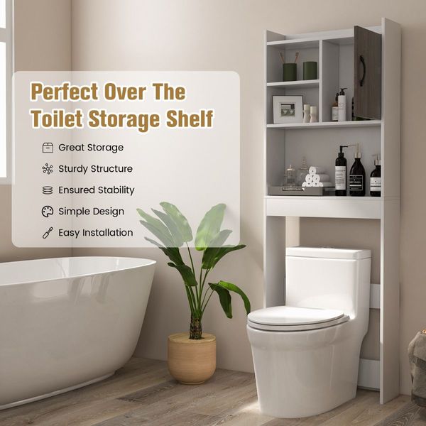 4-Tier Toilet Storage Rack Cabinet for Bathroom, Laundry, Balcony