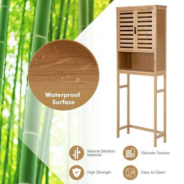 3-Tier Bamboo cabinet with Adjustable and Removable Shelf for Bathroom