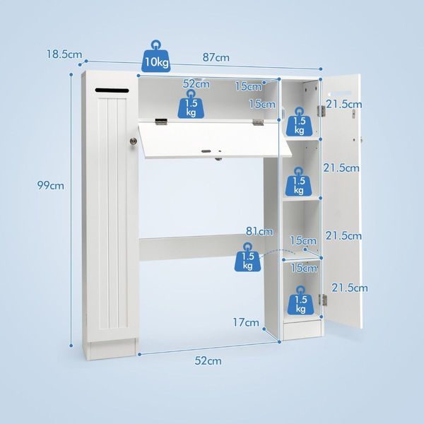 Bathroom Etagere with Paper Holder for Toilet & Washing Machine