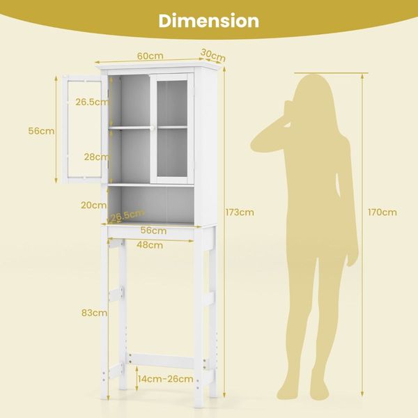 Over The Toilet Storage Cabinet with 2 Doors & Adjustable Shelf