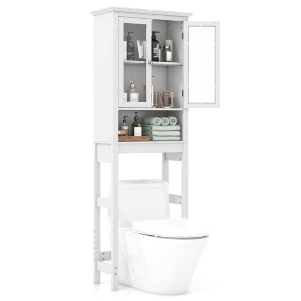 Over The Toilet Storage Cabinet with 2 Doors & Adjustable Shelf