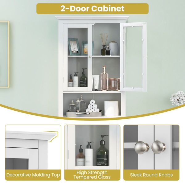 Over The Toilet Storage Cabinet with 2 Doors & Adjustable Shelf